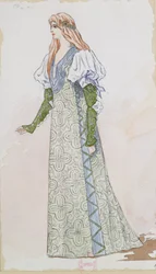 Diseño de vestuario de Desdémona para la primera representación de Otello de Giuseppe Verdi (1831-1901) en 1894 en la Ópera de París, 1894